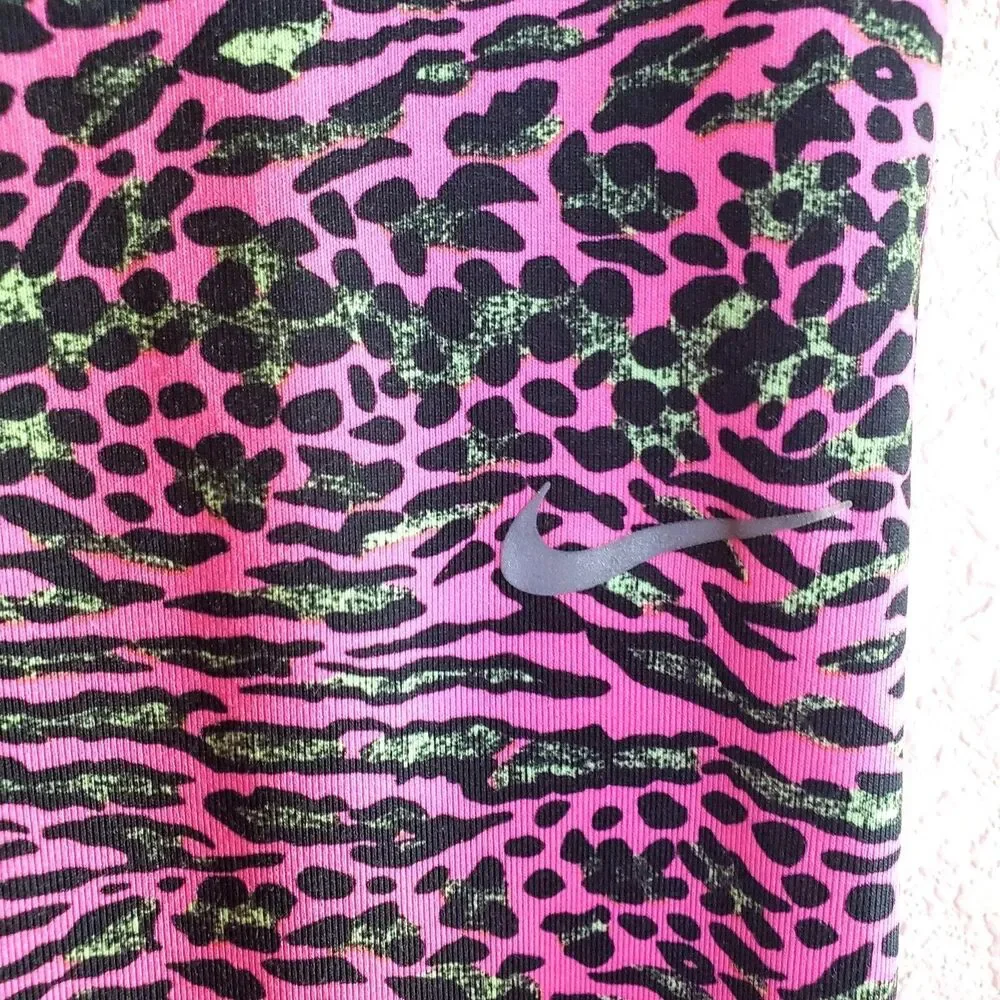 Nike Dri-Fit Womens Pants Pink S Capri Animal Print Leggings